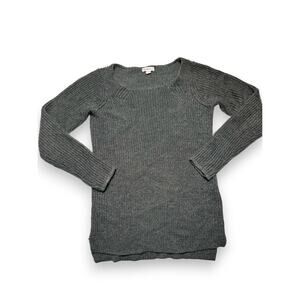 Merona Charcoal Ribbed Waffle Knit Sweater With Scoop Neck Size XS